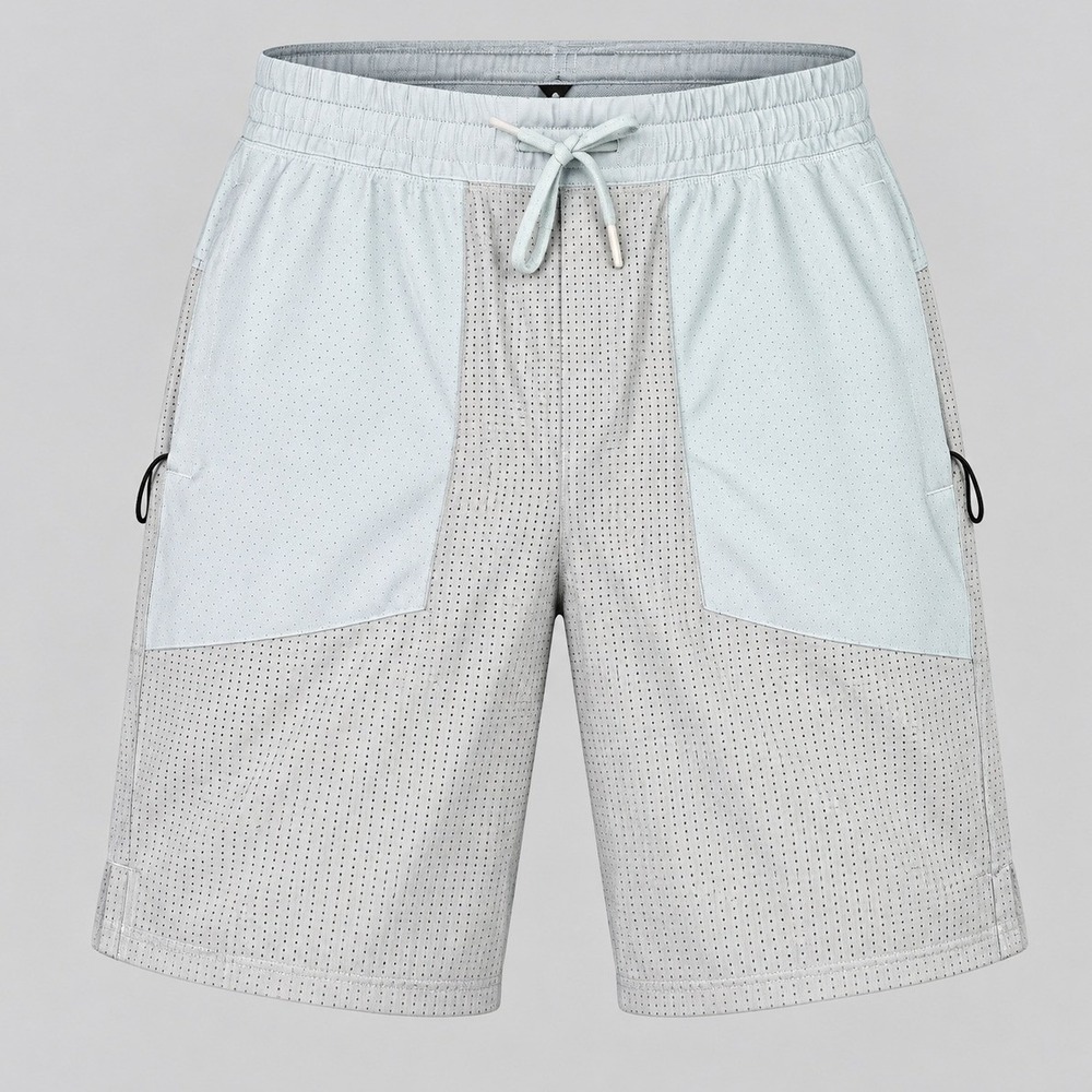 Lululemon Mens 2-in-1 Perforated Mesh Athletic Shorts Light Blue Grey Size M